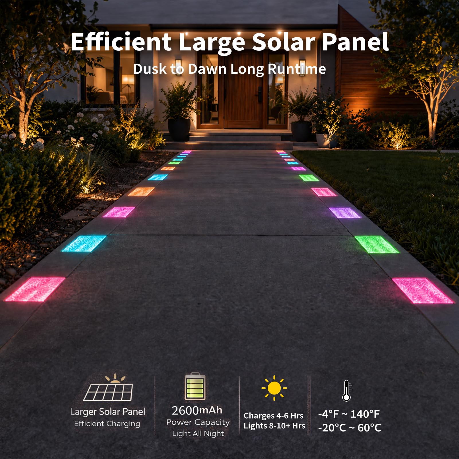 SHONELIGHTING Solar Paver Color Changing Lights, 6x9 Recessed